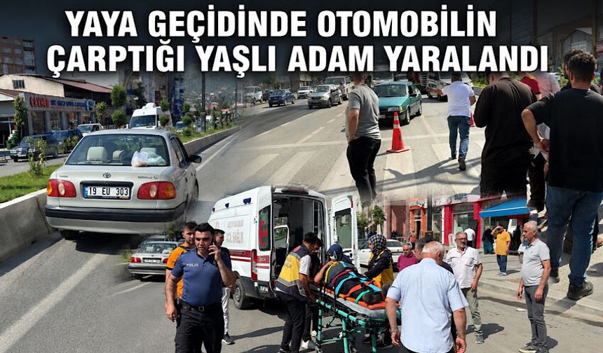 Yaya geçidinde otomobilin çarptığı yaşlı adam yaralandı