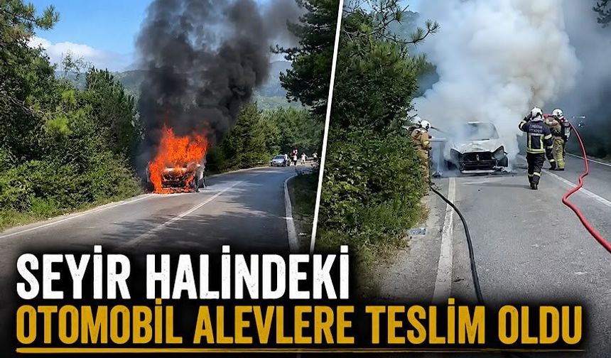 Seyir halindeki otomobil alevlere teslim oldu