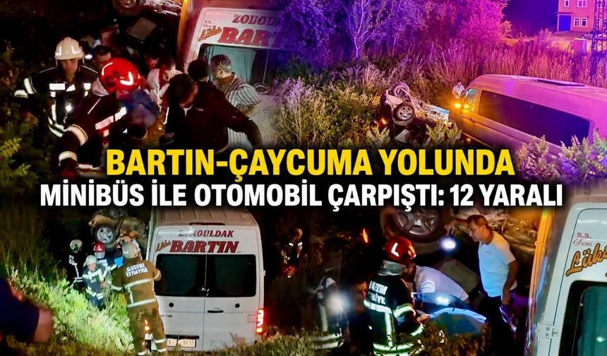 Bartın-Çaycuma yolunda minibüs ile otomobil çarpıştı: 12 yaralı