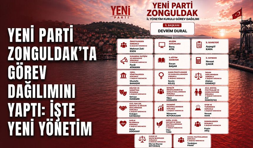Yeni Parti Zonguldak’ta görev dağılımını yaptı: İşte yeni yönetim