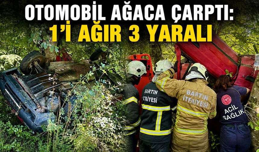 Otomobil ağaca çarptı: 1’i ağır 3 yaralı