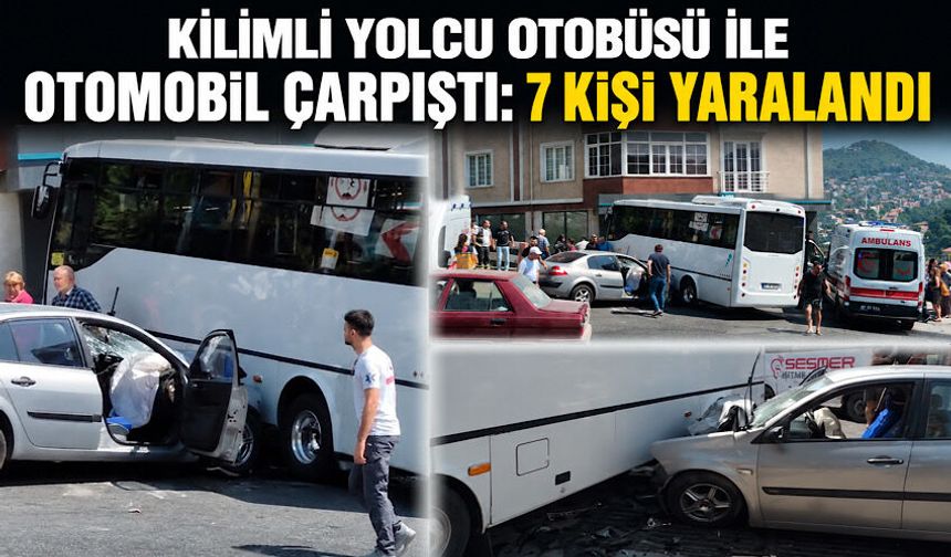 Kilimli yolcu otobüsü ile otomobil çarpıştı: 7 kişi yaralandı