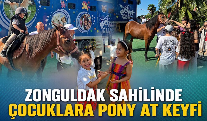 Zonguldak sahilinde çocuklara Pony at keyfi