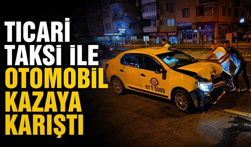 Ticari taksi ile otomobil kazaya karıştı