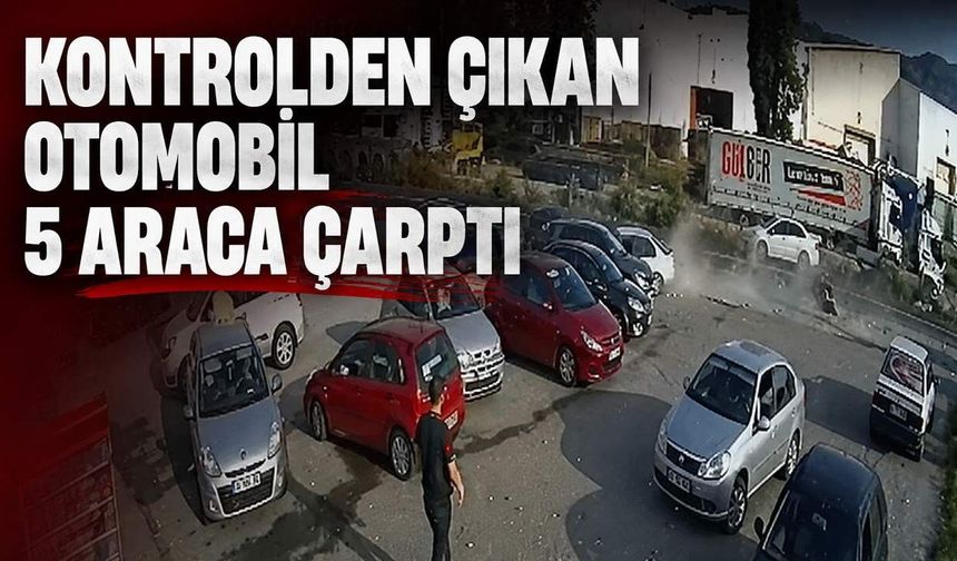 Kontrolden çıkan otomobil 5 araca çarptı