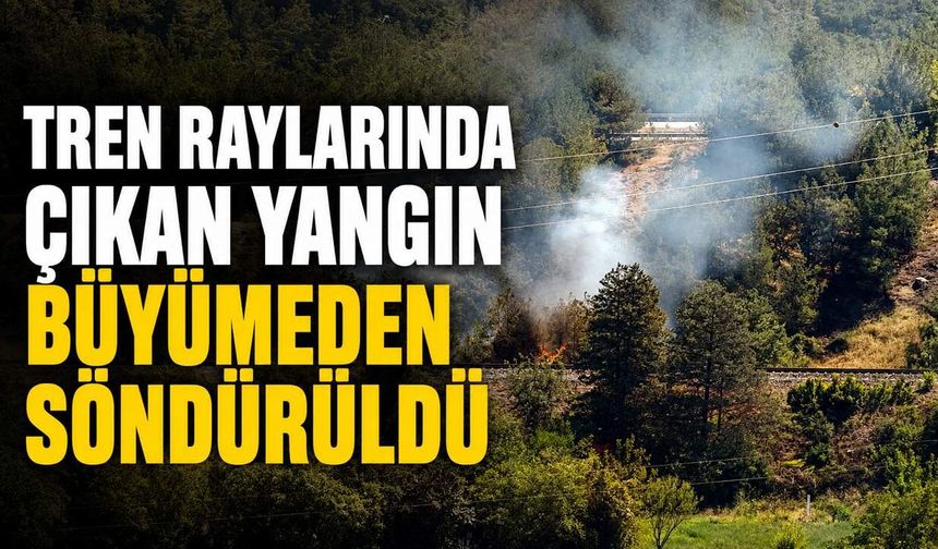 Tren raylarında çıkan yangın büyümeden söndürüldü