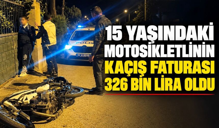 15 yaşındaki motosikletlinin kaçış faturası 326 bin lira oldu