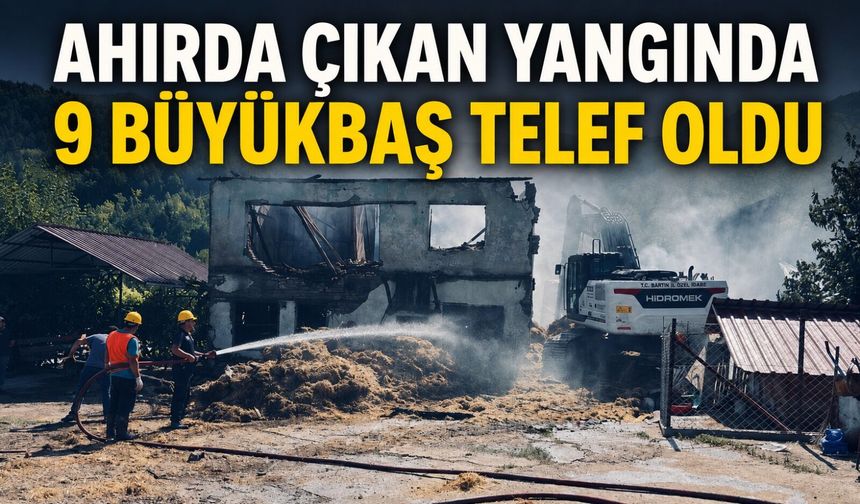 Ahırda çıkan yangında 9 büyükbaş telef oldu