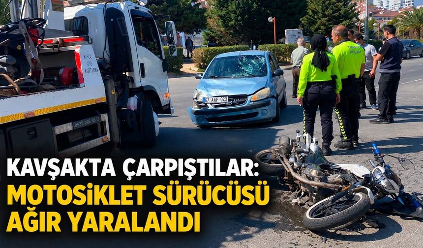 Kavşakta çarpıştılar: Motosiklet sürücüsü ağır yaralandı