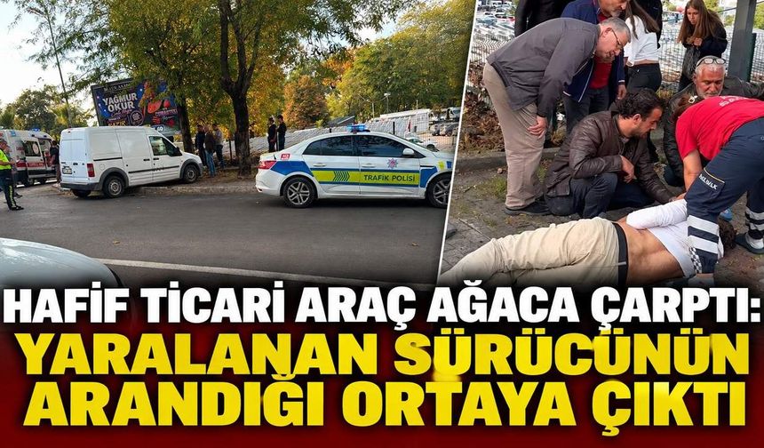 Hafif ticari araç ağaca çarptı: Yaralanan sürücünün arandığı ortaya çıktı