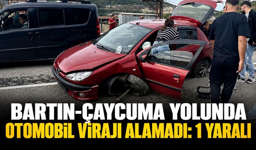 Bartın-Çaycuma yolunda otomobil virajı alamadı: 1 yaralı