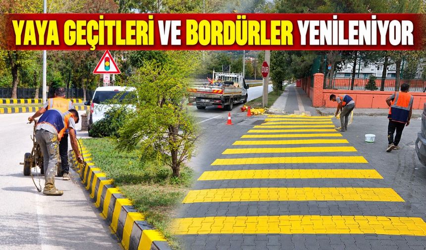 Yaya geçitleri ve bordürler yenileniyor