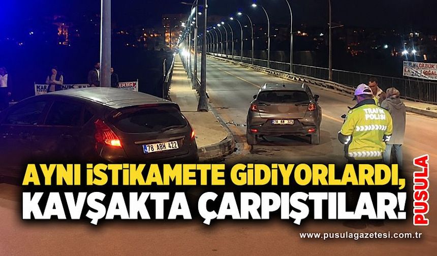 Aynı istikamete gidiyorlardı, kavşakta çarpıştılar!