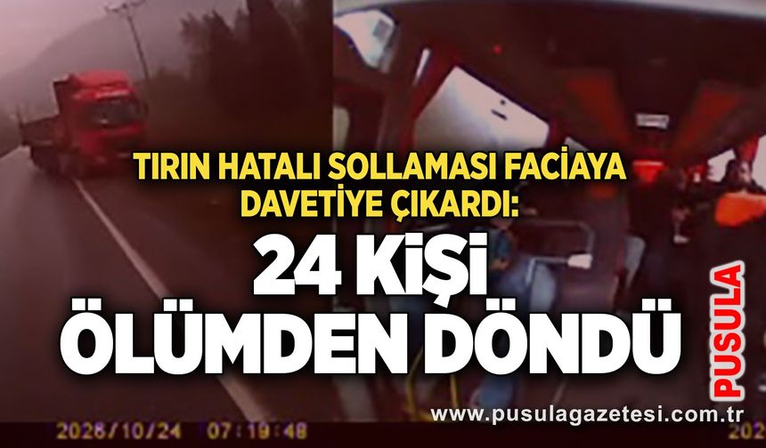 Tırın hatalı sollaması faciaya davetiye çıkardı: 24 kişi ölümden döndü