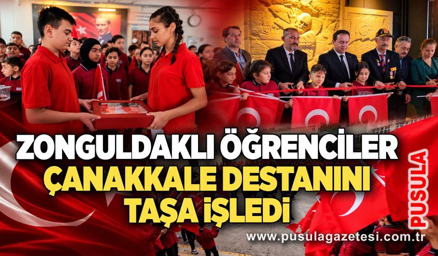 Zonguldaklı öğrenciler Çanakkale destanını taşa işledi