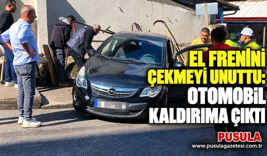 El frenini çekmeyi unuttu: Otomobil kaldırıma çıktı
