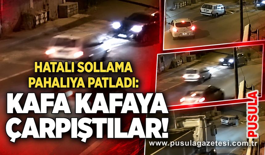 Hatalı sollama pahalıya patladı: Kafa kafaya çarpıştılar!