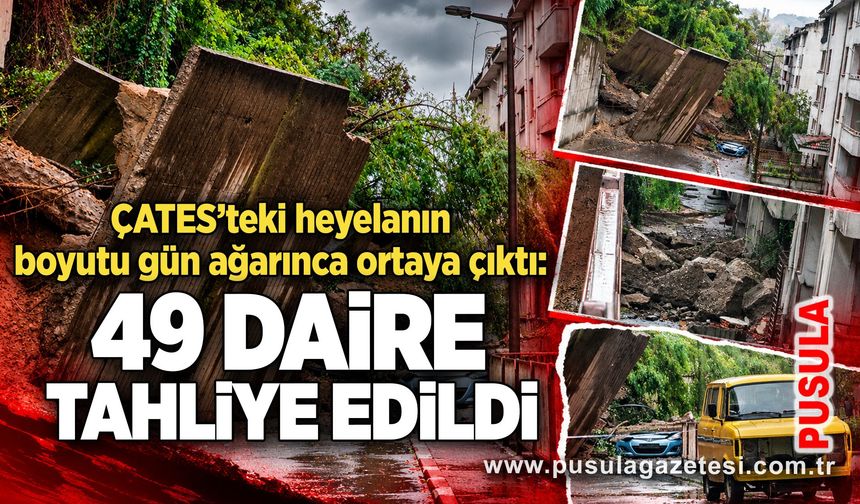 ÇATES'teki heyelanın boyutu gün ağarınca ortaya çıktı: 49 daire tahliye edildi