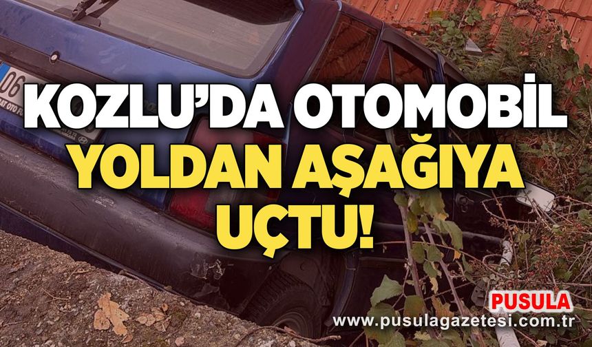Kozlu’da otomobil yoldan aşağıya uçtu!
