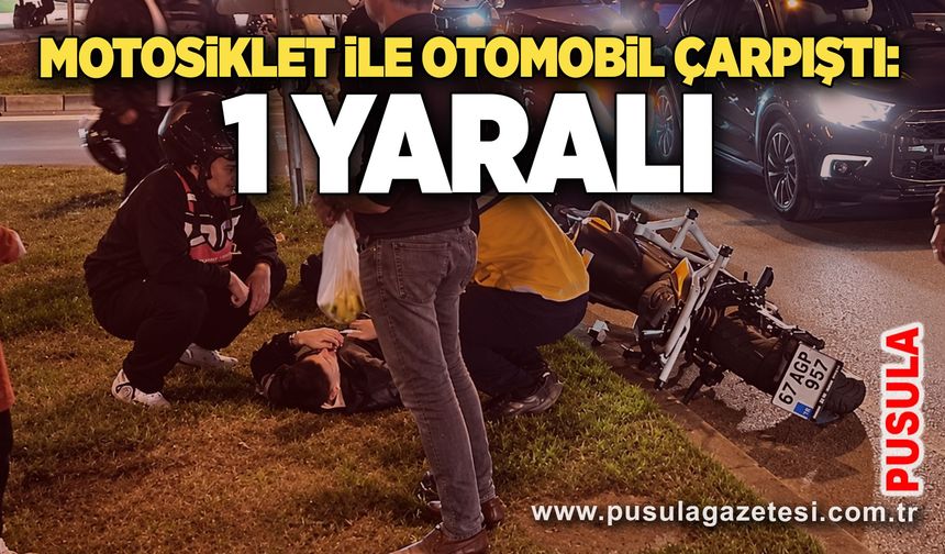 Motosiklet ile otomobil çarpıştı: 1 yaralı