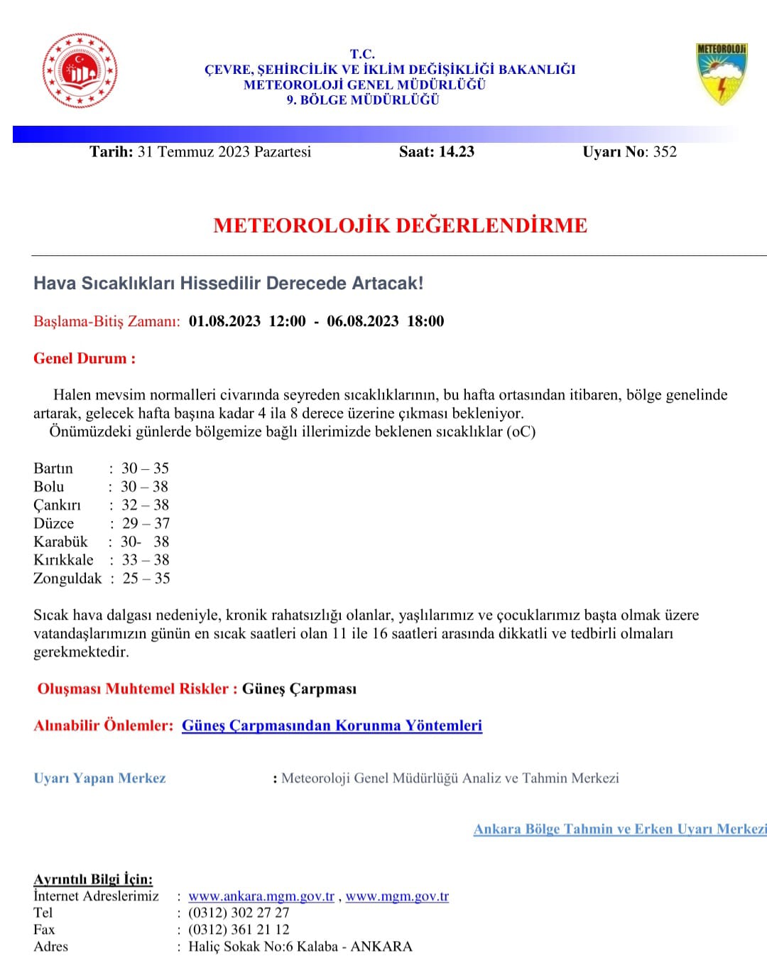 metoroloji hava sıcaklığı