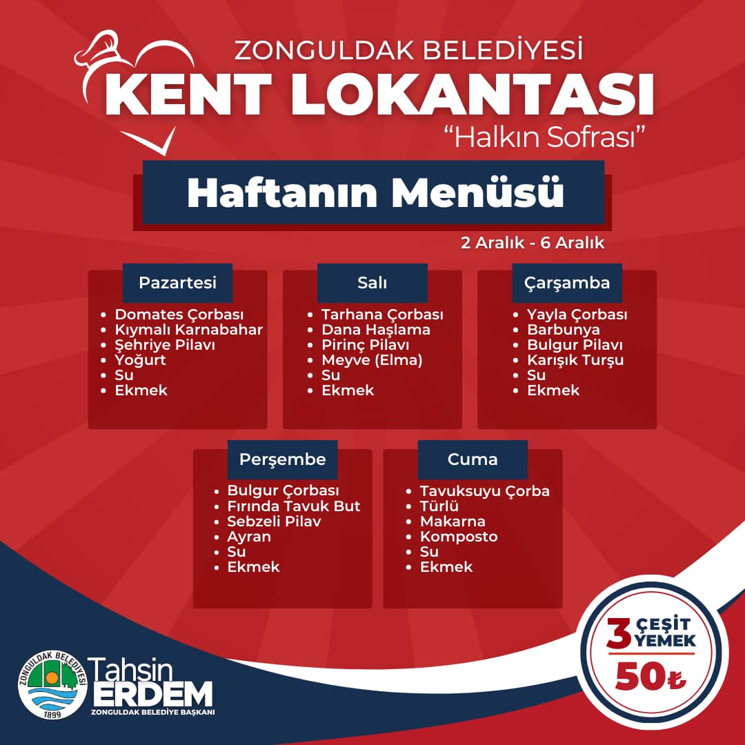Kent Lokantası Menü