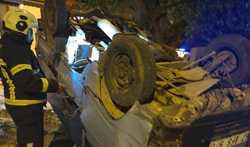 Kılıç'ta trafik kazası: Kamyonet devrildi!