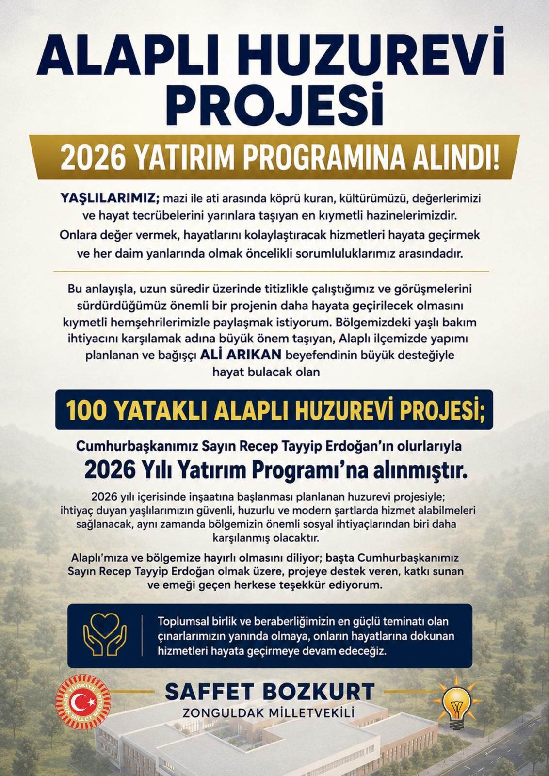 Saffet Bozkurt Huzur Evi Müjdesi