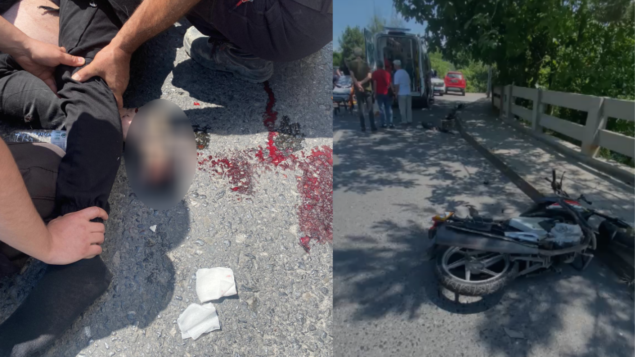 Zonguldak'ta TIR'ı sollayan motosiklet sürücüsünün parmağı koptu