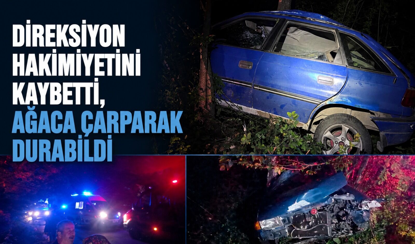Direksiyon hakimiyetini kaybetti, ağaca çarparak durabildi