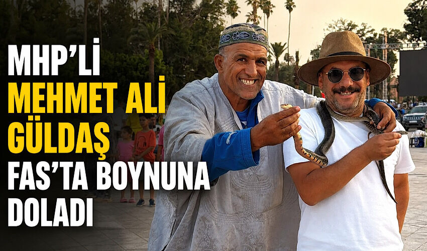 MHP’li Mehmet Ali Güldaş Fas’ta boynuna yılan doladı