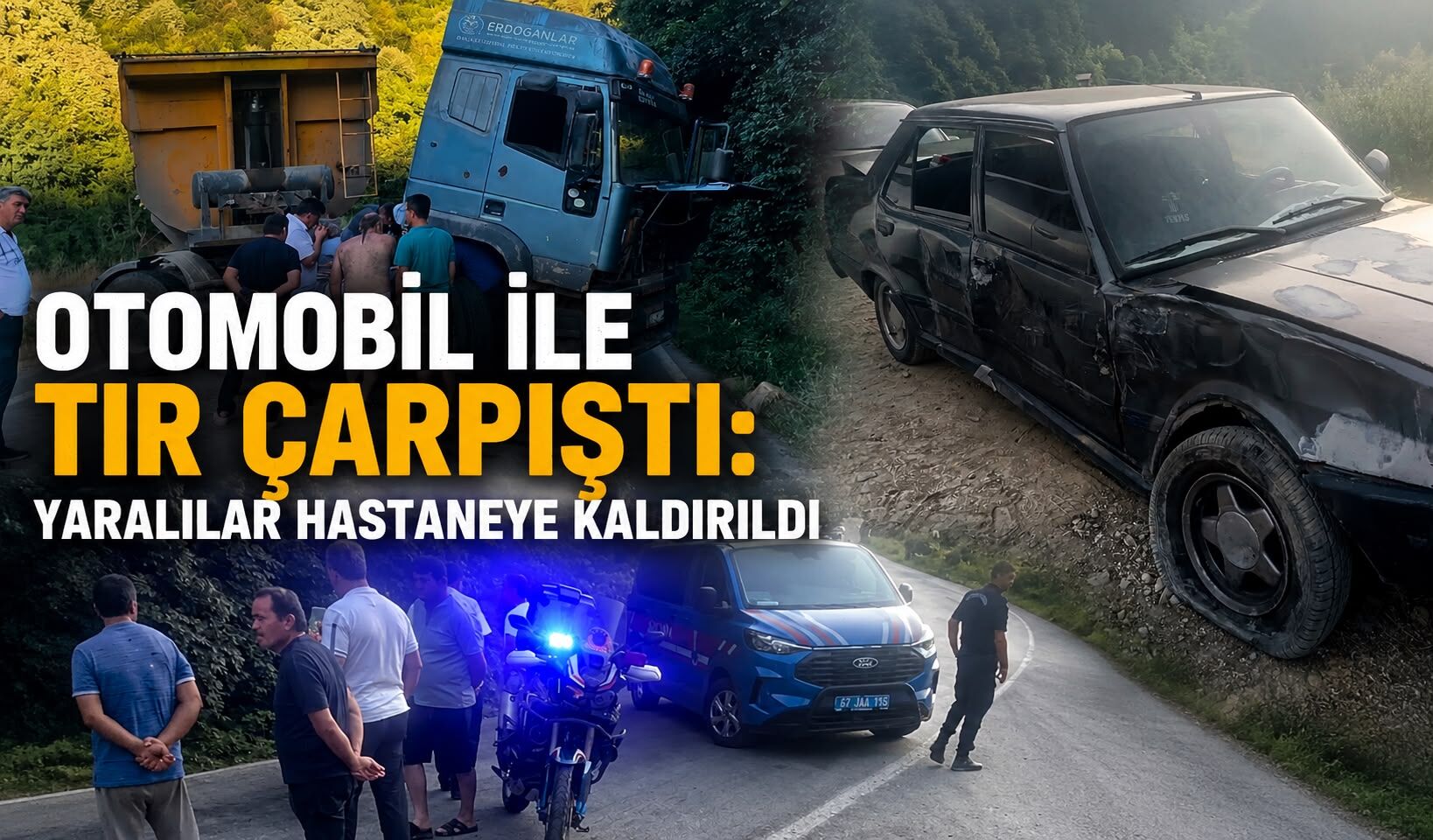 Otomobil ile tır çarpıştı: Yaralılar hastaneye kaldırıldı