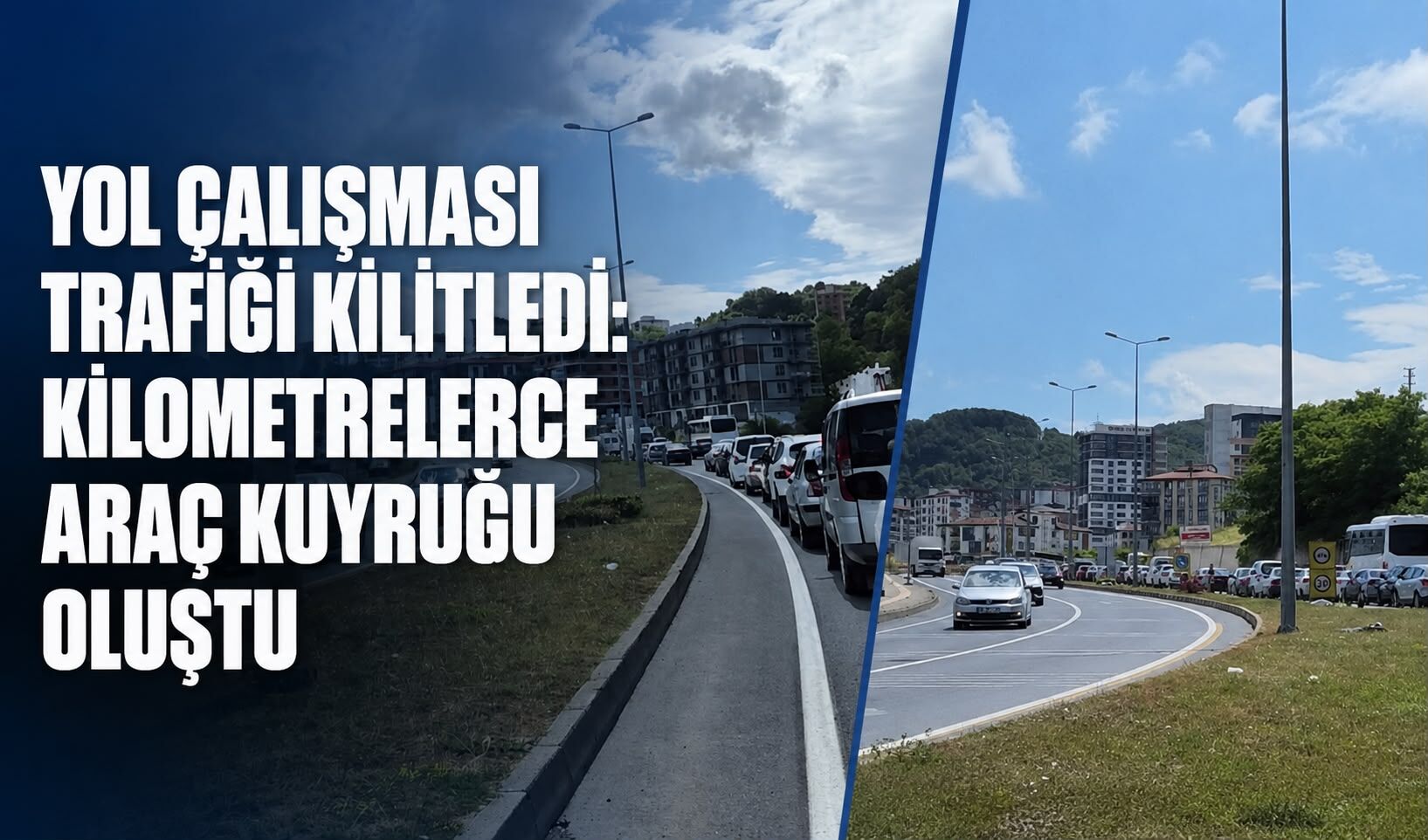 Yol çalışması trafiği kilitledi: Kilometrelerce araç kuyruğu oluştu