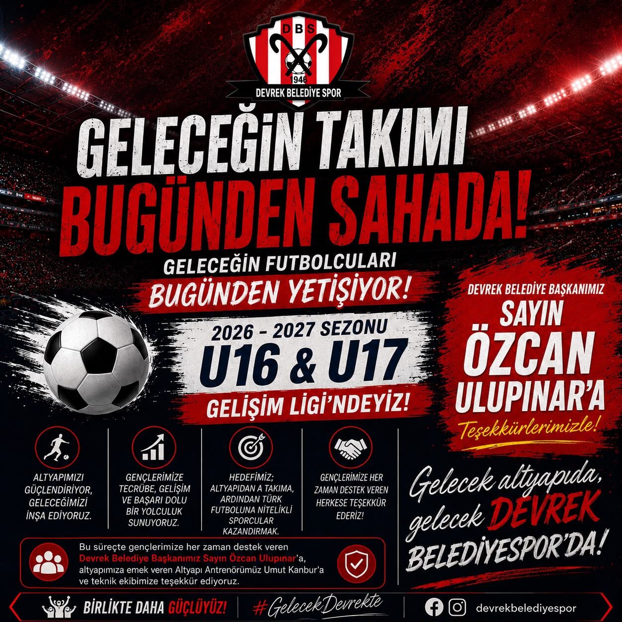 Devrek Beledi̇yespor U16 Ve U17 Takimlari Geli̇şi̇m Li̇gi̇’nde Mücadele Edecek