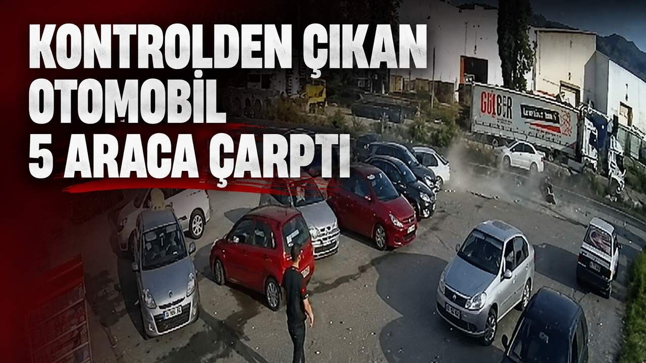 Kontrolden çıkan otomobil 5 araca çarptı