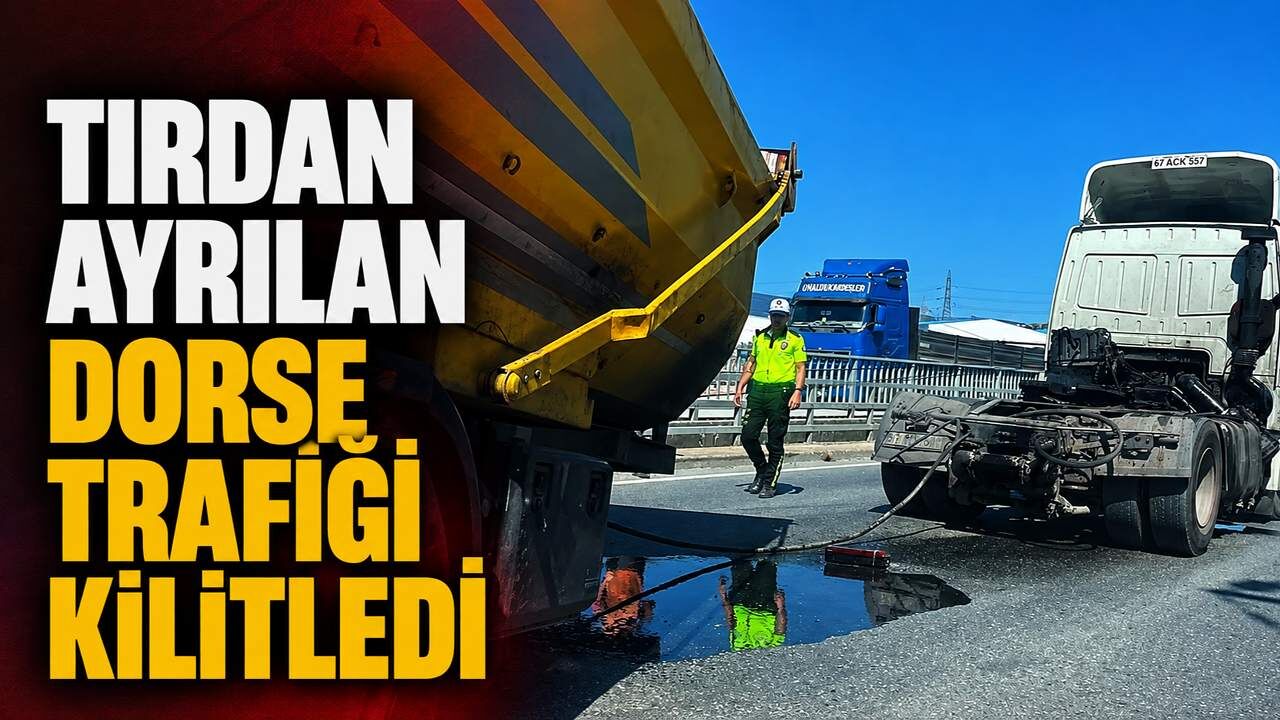 Tırdan ayrılan dorse trafiği kilitledi