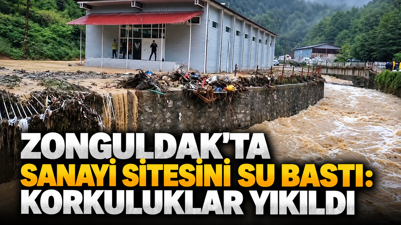 Zonguldak'ta sanayi sitesini su bastı: Korkuluklar yıkıldı