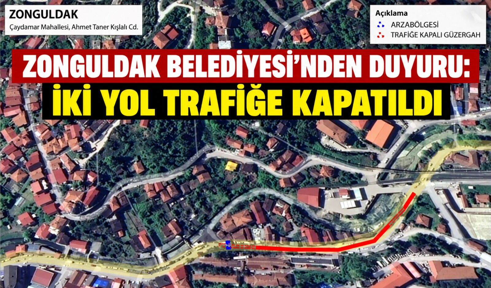 Zonguldak Belediyesi'nden duyuru: İki yol trafiğe kapatıldı