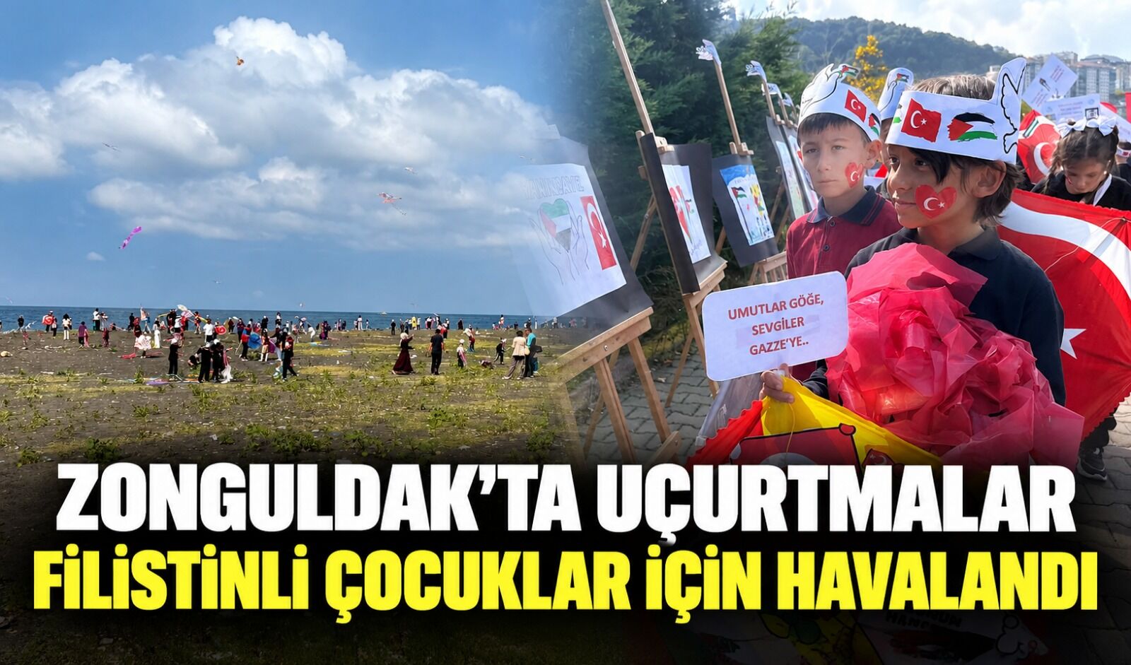 Zonguldak’ta uçurtmalar Filistinli çocuklar için havalandı