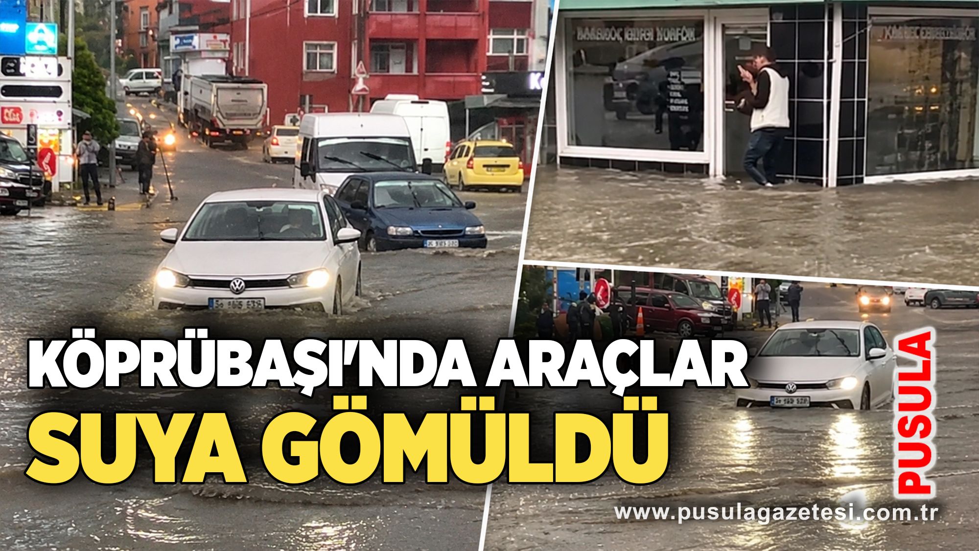 Köprübaşı'nda araçlar suya gömüldü