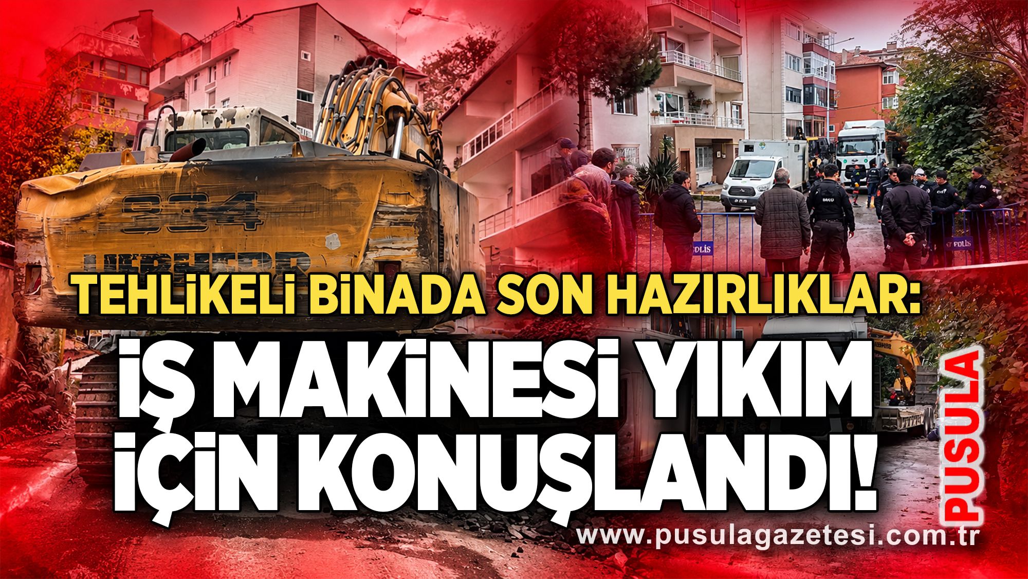 Tehlikeli binada son hazırlıklar: İş makinesi yıkım için konuşlandı!